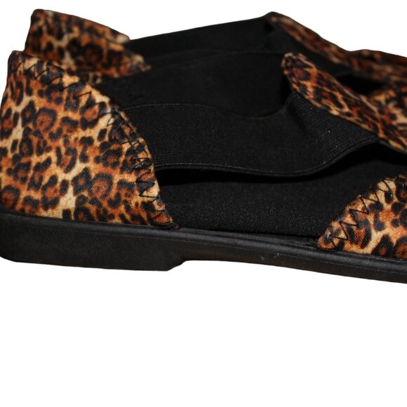 Spandex Sandals Animal Print Leopard Fabric, Rubber Sole, Strappy, Size 8 Wide - Picture 5 of 7